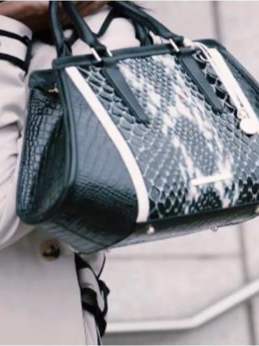 Brahmin Arden Satchel and matching wallet Black and Ivory Carlisle